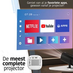 Proun Mini Beamer - Alles-in-één met 4K-ondersteuning - Full HD - iOS & Android - Mini Projector Smart TV - Zwart — thumbnail 2