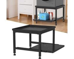 Wasmachine Verhoger Met Uitschuifbare plank - Wasmachine opbouwmeubel - Wasmachine Sokkel - 63x54x45.5cm - Zwart