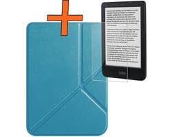 Hoesje Geschikt voor Kobo Clara BW Hoes Book Case Trifold - Hoes Geschikt voor Kobo Clara BW Hoesje Book Cover Met Screenprotector - Turquoise