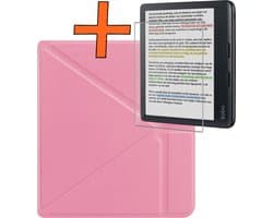 Hoesje Geschikt voor Kobo Libra Colour Hoes Book Case - Hoes Geschikt voor Kobo Libra Colour Hoesje Book Cover Met Screenprotector - Roze