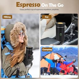 Draagbaar Koffiezetapparaat - Geschikt Voor Onderweg - Draagbare Reis Espressomachine - Oplaadbaar - 12v Oplaadbare Espressomachinemet Voor Kamperen En Auto - Draagbare Koffiemachine - Zwart — thumbnail 4