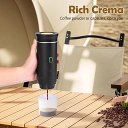 Draagbaar Koffiezetapparaat - Geschikt Voor Onderweg - Draagbare Reis Espressomachine - Oplaadbaar - 12v Oplaadbare Espressomachinemet Voor Kamperen En Auto - Draagbare Koffiemachine - Zwart — thumbnail 2