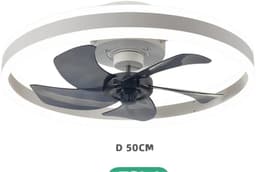 Nivard Plafondventilator - Met Verlichting - Plafond Ventilator - Met Lamp - Plafonniere Met Ventilator - Met Licht - Wit - 50cm — thumbnail 1