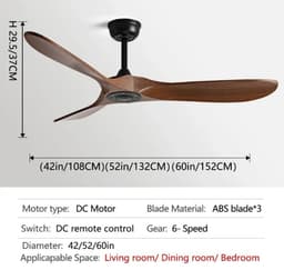 Livano Plafondventilator - Met Verlichting - Plafond Ventilator - Met Lamp - Plafonniere Met Ventilator - Donker Hout - 90cm — thumbnail 3