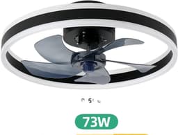 Livano Plafondventilator - Met Verlichting - Plafond Ventilator - Met Lamp - Plafonniere Met Ventilator - Met Licht - Zwart - 50cm — thumbnail 1