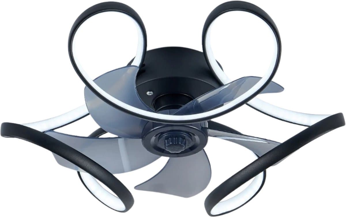 Bovista Plafondventilator - Met Verlichting - Plafond Ventilator - Met Lamp - Plafonniere Met Ventilator - Met Licht - Zwart - 50cm — afbeelding 1
