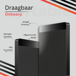 MKSS® Harde Schijf Extern - Draagbare - 1TB Opslag - Zwart — thumbnail 2