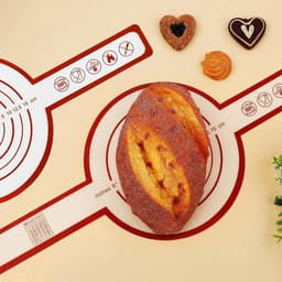 2 stuks Bakmat voor Nederlandse Oven - Broodslinger - Siliconen- Sling-bakmat met lange handgreep - Broodbakmat - Herbruikbare Nederlandse Ovenvoering met Lange Handvatten-Geschikt voor airfryer, oven en magnetron -52,5×21,5×0.04cm - rood — thumbnail 3