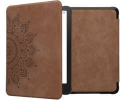 kwmobile hoes geschikt voor Amazon Kindle Paperwhite (2024)/Colorsoft - Hoesje voor ereader in bruin - Opkomende Zon design