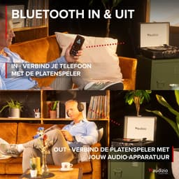 Retro platenspeler met platenkoffer - Audizio RP116BK - Platenspeler Bluetooth - Met speakers - Zwart — thumbnail 2