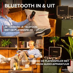 Retro platenspeler met platenkoffer - Audizio RP116LW - Platenspeler Bluetooth - Met speakers - Houtlook — thumbnail 2