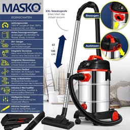 RFWR® Industriële stofzuiger 1800 watt met blaasfunctie en stopcontact voor nat en droog zuigen — thumbnail 4