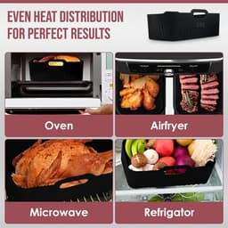 JeiibrZui Siliconen Mal voor de Airfryer - 21,5 cm - 2 Stuks - Airfryer Accessoires - Olieafvoerend Design - Zwarte Airfryer Ovenschaal — thumbnail 5