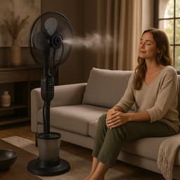 A-Flow CoolCloud Mistventilator - LET OP: 2EKANSARTIKEL - Ventilator met water - Ventilator met waternevel - Luchtbevochtiger - Afstandsbediening - 3 Windsnelheden - Zelfdraaiend - Timer - 3 Windmodi — thumbnail 4