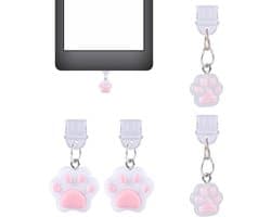 JGS Premium - Beschermkap voor USB C Oplaadpoort - 4-Pack Anti Dust Cover - Schattig Cat Paw Design - Geschikt voor Kindle en Andere Type-C Apparaten - Uitgebracht na 2021'stellen.