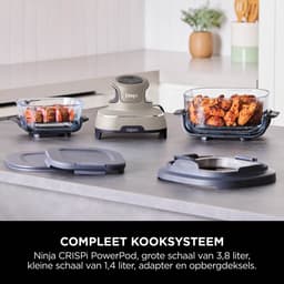 Ninja CRISPi 4-in-1 compact glazen kooksysteem - Airfryer, Roast, Recrisp, Keep Warm - Inclusief twee glazen schalen van 3.8L en 1.4L en bijpassende deksels - 2 Crisper-Plates - Grijs - FN101EUST — thumbnail 13