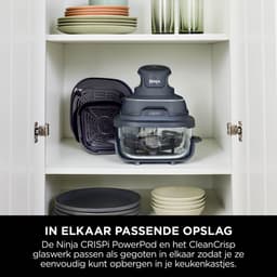 Ninja CRISPi 4-in-1 compact glazen kooksysteem - Airfryer, Roast, Recrisp, Keep Warm - Inclusief twee glazen schalen van 3.8L en 1.4L en bijpassende deksels - 2 Crisper-Plates - Blauw - FN101EUGY — thumbnail 5