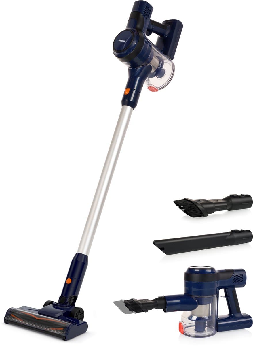 Tristar Steelstofzuiger SZ-2360 - Draadloze Stofzuiger - 2-in-1 - Kruimeldief - DC-motor, HEPA-filter en LED verlichting - 40 minuten - Inclusief opzetstukken - Blauw — afbeelding 1