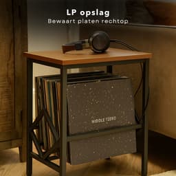Cheqo® LP Opbergsysteem - Bijzet Tafel - Vinyl Houder - Platenrek - Platenhouder - Bijzettafel - Platenkast - Platenstandaard LP Rek - Platenspeler Meubel - Metaal MDF — thumbnail 3