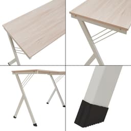 Bureau Tarielarg L-vorm met pc-standaard 158x120x75 cm wit en eikenkleurig [en.casa] — thumbnail 2