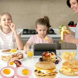 Eierpan Voor Air Fryer - Siliconen Muffin Tray - 2 Stuks Accessoires Met 3 Holte - Non Stick Pannenkoek Pan - Gebakken Ei Pan Voor Bakken en Koken — thumbnail 6