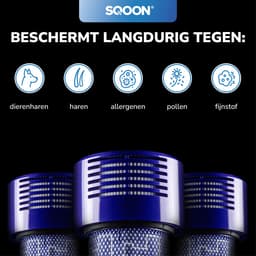 SQOON® Filterset geschikt voor Dyson V10 - Gelijk aan model: 969082-01 - 3 STUKS - Perfect voor het vervangen van verstopte of versleten filters — thumbnail 4
