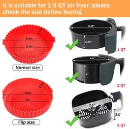 2-pack ronde siliconen bakmandjes Geschikt voor airfryer van 1-3,5 liter, siliconen pannen en kommen voor airfryer, herbruikbare bakplaten, ovenaccessoires (boven 16,5 cm / onder 14 cm) — thumbnail 6
