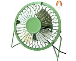 USB A Ventilator – Mini Bureau Ventilator Stil & Krachtig – Aansluiting via USB – 360° Draaibaar – Metaal – Compact & Draagbaar – Groen Stille Tafelventilator voor Kantoor, Bureau & Thuis – USB A Fan voor Laptop – Mini Ventilator Compact