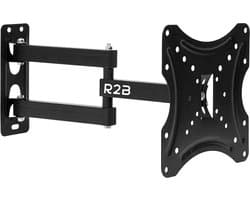 R2B TV Beugel - 14 t/m 42 Inch - Vesa 200 x 200 (max) - Muurbeugel TV 42 Inch - TV Beugels Draaibaar en Kantelbaar - TV Beugel - Televisie Beugel