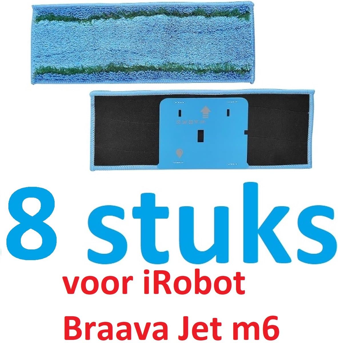 8 x Wasbare dweildoeken voor dweilrobot - maat: 28 cm x 10.4 cm - accessoires compatibel met Braava Jet M6 - iRobot - vervanging van hoge kwaliteit - microvezel - dweilpads - dweilrobot - Passen niet op de elektrische dweilen. — afbeelding 1