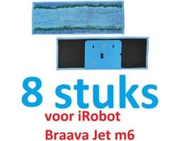 8 x Wasbare dweildoeken voor dweilrobot - maat: 28 cm x 10.4 cm - accessoires compatibel met Braava Jet M6 - iRobot - vervanging van hoge kwaliteit - microvezel - dweilpads - dweilrobot - Passen niet op de elektrische dweilen.