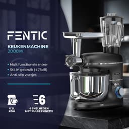 RFWR® Multifunctionele Keukenmachine 2000W - 6,2L Mengkom met Blender, Vleesmolen en Accessoires — thumbnail 4