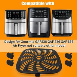 Geschikt voor Vervangende onderdelen voor Airfryer compatibel met Gourmia GAF826 GAF838 GAF856 Airfryer- antiaanbaklaag 9-8''*9-8'' vierkante Airfryer Accessoires Rekbak Grillpan Grillplaat Crisperplaat 8QT Airfryer — thumbnail 3