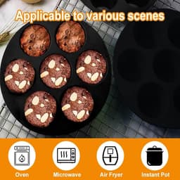 Crrynuo Muffinvorm - Geschikt voor 7 muffins - Mini muffinvormen - Siliconen - Airfryer siliconen muffinvorm - Antiaanbak muffinvorm - Perfect voor cupcakes-brownies-cakes en puddingen — thumbnail 2
