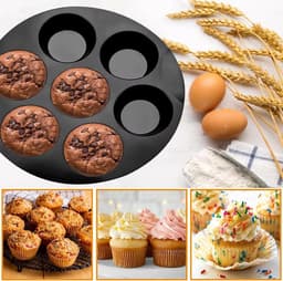 Crrynuo Muffinvorm - Geschikt voor 7 muffins - Mini muffinvormen - Siliconen - Airfryer siliconen muffinvorm - Antiaanbak muffinvorm - Perfect voor cupcakes-brownies-cakes en puddingen — thumbnail 3