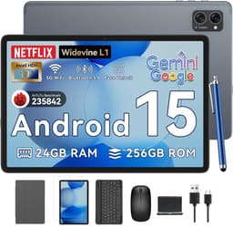 TABWEE T20 Tablet - 5G WiFi Tablet - 24GB RAM - 256GB - 5000mAh - Android 16 - Met Toetsenbord - Muis - Pen - Hoes - Octa-core - Grijs — thumbnail 1