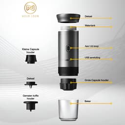 Nova Loom - Draagbaar Espressomachine Pro voor auto, thuis en camping - Multifunctionele 3-in-1 draagbare elektrische reiskoffieapparaat - Capsule, cups en Poeder - Zwart - draadloos - makkelijk oplaadbaar — thumbnail 2