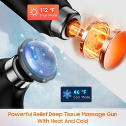 Massagepistool met 10 verwisselbare opzetstukken, massagepistool met verwarmingsfunctie, rugmassageapparaat geschikt voor diepe weefselpijn, massager voor spierherstel van schouders en rug (blauw) — thumbnail 2