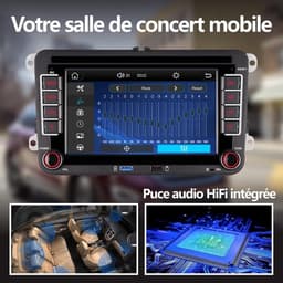 Dubbel Din autoradio compatibel met draadloze CarPlay Android Auto met 7 inch IPS Bluetooth/FM/AM-radio/USB/hoog vermogen Geschikt voor VW Golf 5 6 Passat Jetta Caddy EOS T5 Tiguan Touran CC Polo — thumbnail 3