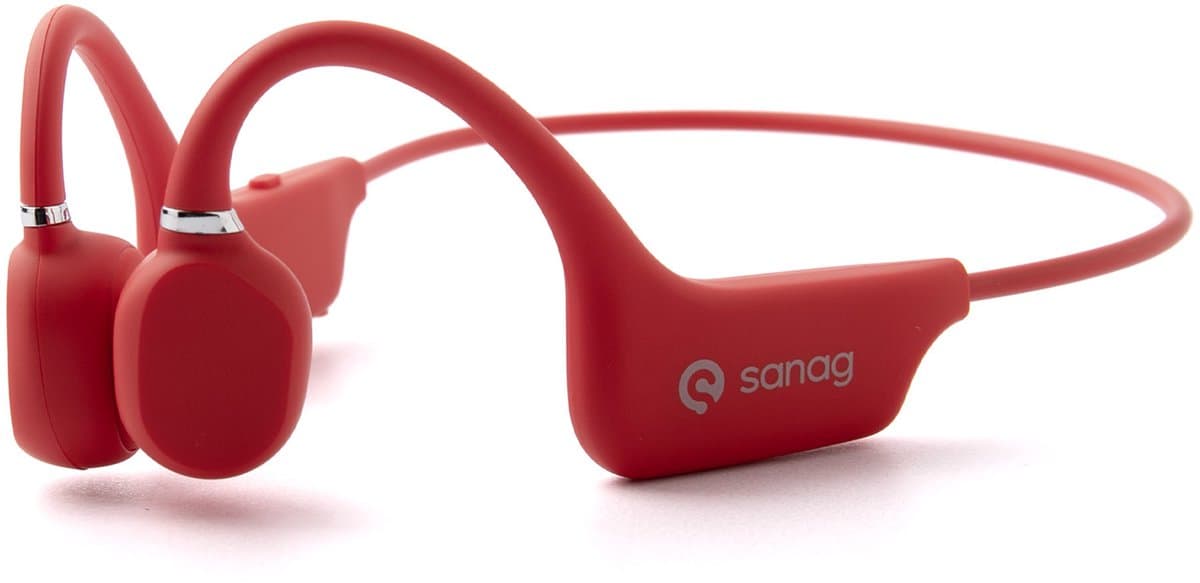 Sanag Bone Conduction Headphone-Draadloze Sport Headphone – Bluetooth Sport Hoofdtelefoon – Open Ear Draadloze Koptelefoon – Waterdicht, Lichtgewicht & Met Microfoon – Voor Hardlopen en Fietsen – Rood– Sanag-A5X — afbeelding 1