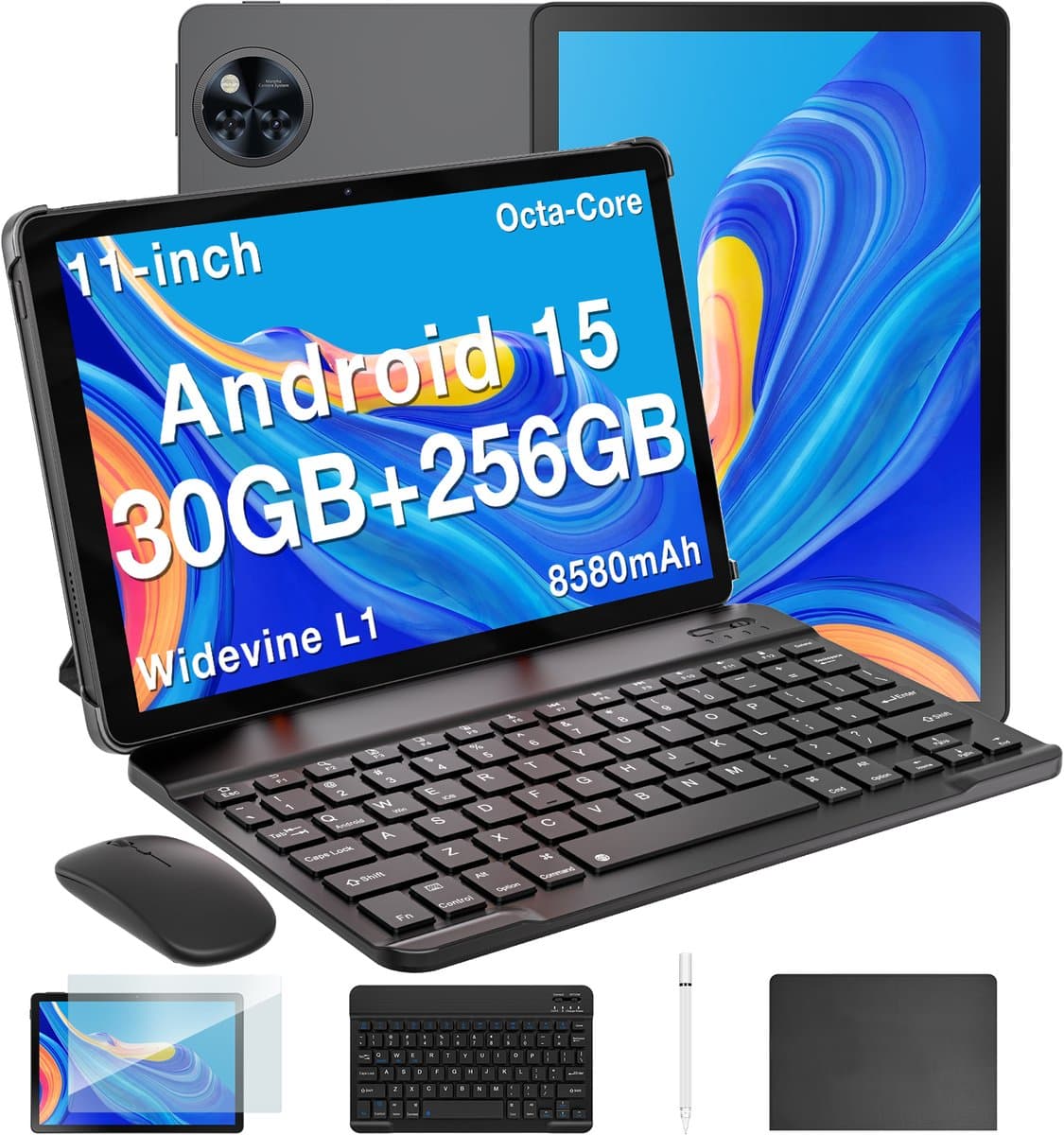 DOOGEE Tablet U11 Pro VIP - Tablette - 30GB RAM + 256GB ROM - 8580 mAh - 11 Inch 1080P 90 Hz - T7200 Octa Core - 13MP Camera - 5G WIFI - Face ID - 7.9 mm Metallic Body - Zwart — afbeelding 1