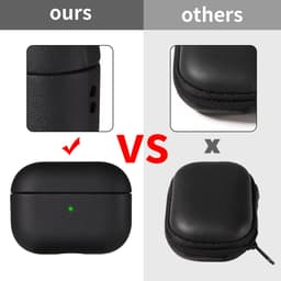 Crrynuo- AirPods 4e generatie beschermhoes - voor Apple AirPods 4 met polsband beschermhoes- leren touch design AirPods 4 beschermhoes (zwart) — thumbnail 4