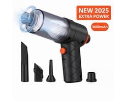 Narvie Pro2025 MAX – Draadloze Kruimeldief 4000PA – 3600mAh Accu – HEPA Filter – Zuig & Blaas – 4 Mondstukken – Krachtige Handstofzuiger