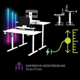 Ultradesk HIGHLANDER XXL – Bureau voor Gaming, Kantoor & Home Office – Zwart – 160 x 70 cm – Elektrisch verstelbaar – Ergonomisch — thumbnail 5