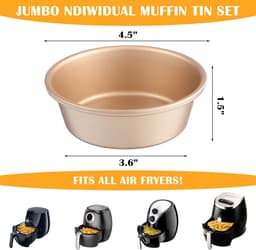 6-delige mini-cakevorm voor de airfryer, reuzenmuffin-cupcakevorm, 10 cm grote hamburgervorm voor de airfryer, antiaanbakvorm voor de airfryer, individuele mini-cakevormen (om te bakken) — thumbnail 4
