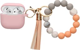 kwmobile Hoesje voor Apple Airpods 4 Case met Polsbandje – Siliconen Beschermhoes met Sleutelhanger – Hoofdtelefoonhoesje in oudroze / roze grapefruit — thumbnail 2
