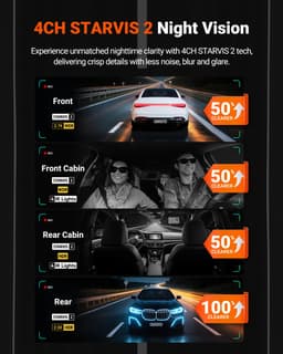 Vantrue N5S 4-kanaals 360 graden WiFi-dashcam, STARVIS 2, IR-nachtzicht, 2.7K+1080P*2+1440P voor-/achter-/binnenkant dashcam, spraakbesturing, GPS, LTE-ondersteuning, 24 uur parkeermodus, ondersteunt max. 1TB — thumbnail 5
