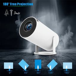 HY300 Slimme 4K Beamer | WiFi Schermspiegeling iOS/Android | 360° Surround Sound | Dual-Band WiFi & Bluetooth | HDMI, USB, Voor Thuisbioscoop — thumbnail 4