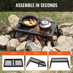 Mila Shop - Barbecue - Buiten koken - Grillen - Rek - Kampvuurgrill - Camping grill - Strand - Picknick - Zwart — thumbnail 4