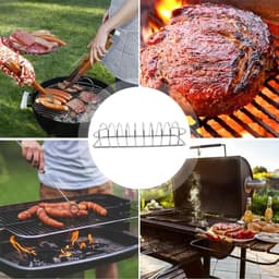 Rib Rack Grill, Large Bbq Rack, 8.66-Inch Compact Stainless Steel Non-Stick Frame, Cooking Tool for Outdoor Air Fryer Picnic Lawn Garden Use, Meal Prep, Events, or Weekend — thumbnail 2